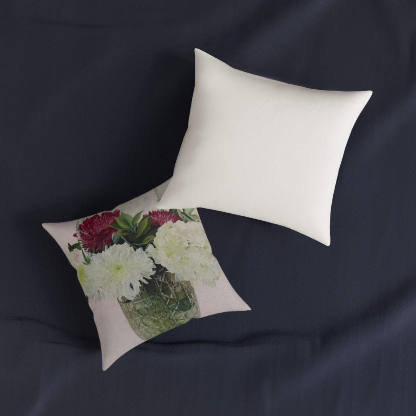 His Flowers, Pink Square Suede Pillow